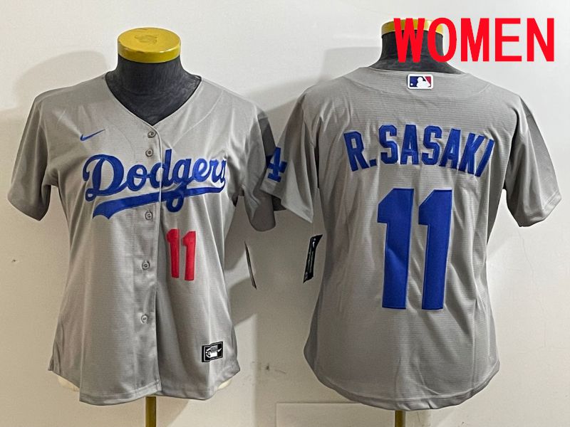 Women Los Angeles Dodgers 11 R.Sasaki Grey Game 2025 Nike MLB Jersey style 6